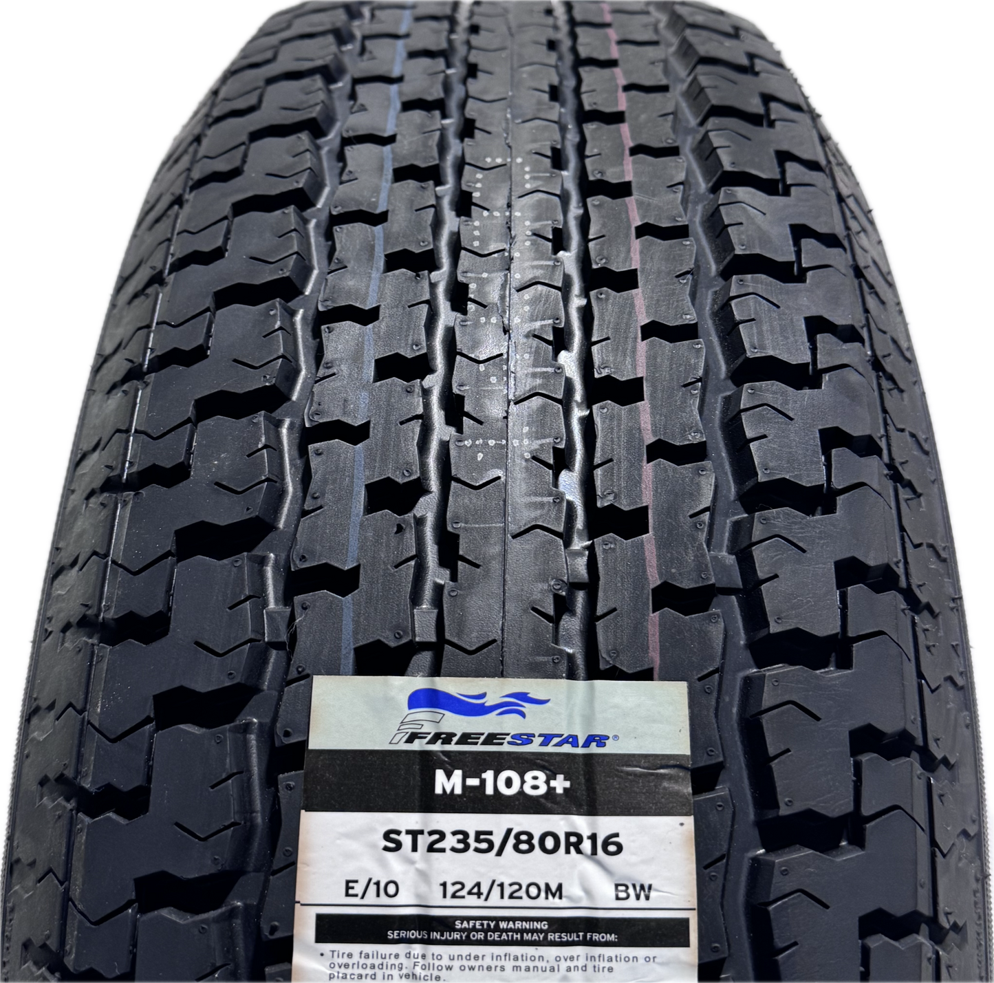 ST 235/80R16 Load Range E Freestar Radial Trailer Tire on Black Wheel 8 x 6.5 Lug