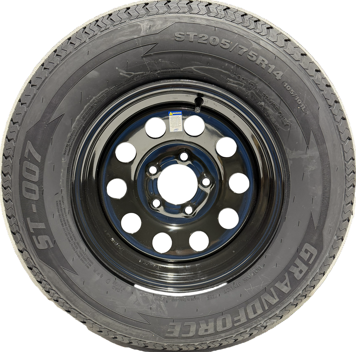 ST 205/75R14 Load Range D Grandforce Radial Trailer Tire on Mod Wheel 5x4.5 Lug