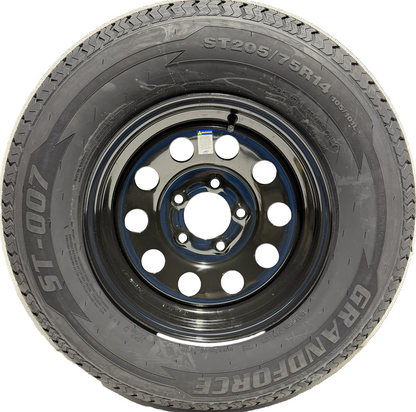 ST 205/75R14 Load Range D Grandforce Radial Trailer Tire on Mod Wheel 5x4.5 Lug