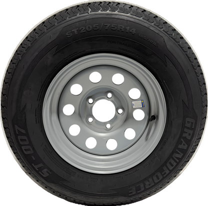 ST 205/75R14 Load Range D Grandforce Radial Trailer Tire on Mod Wheel 5x4.5 Lug