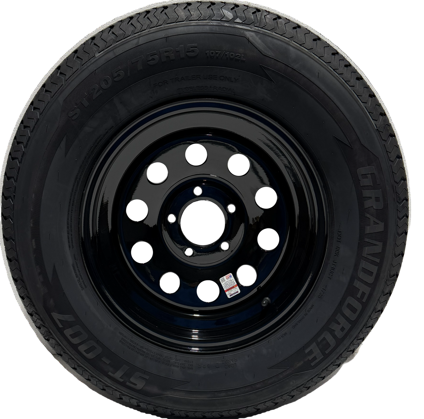 ST 205/75R15 Load Range D Grandforce Radial Trailer Tire on Mod Wheel 5x4.5 Lug