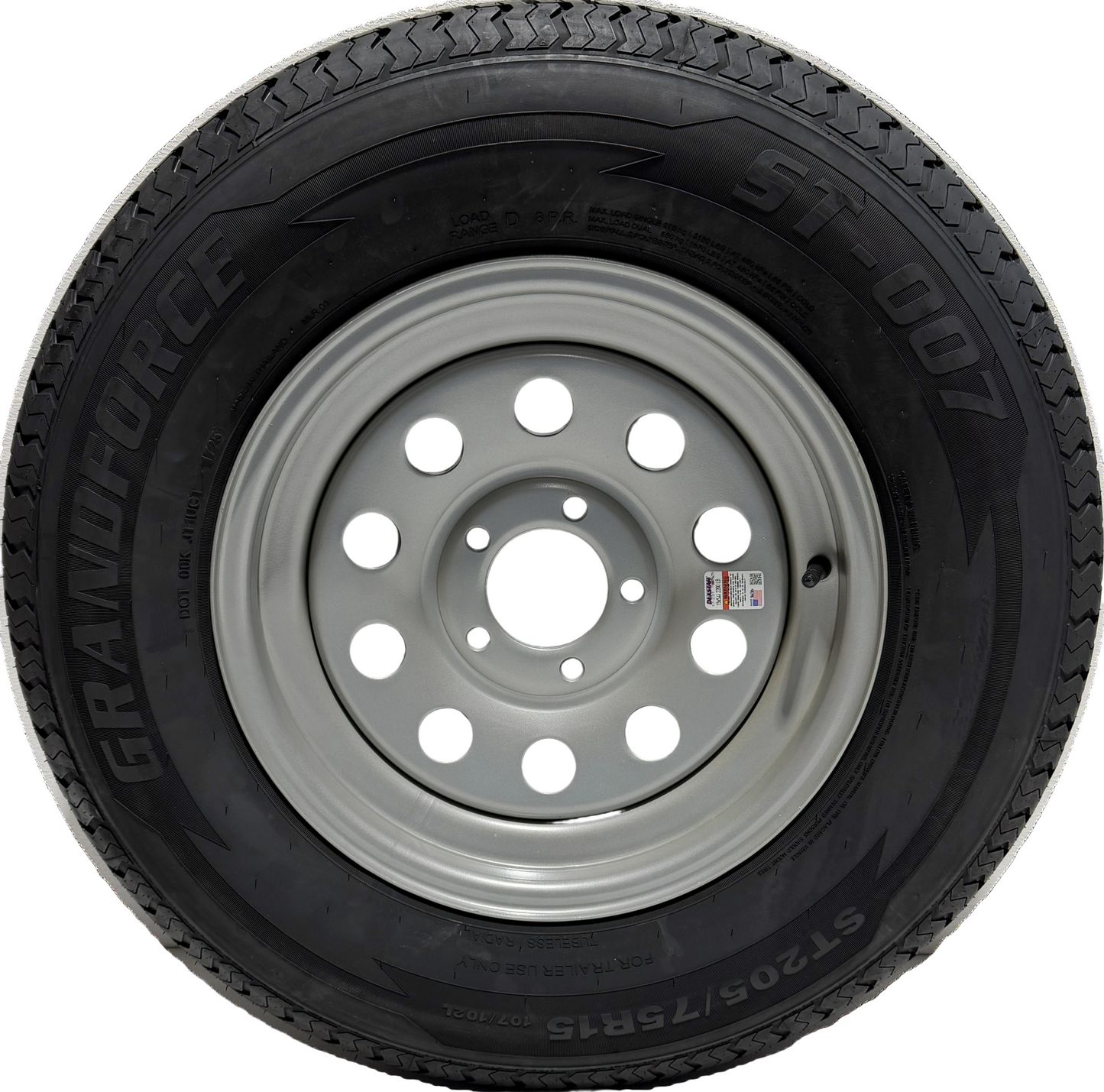 ST 205/75R15 Load Range D Grandforce Radial Trailer Tire on Mod Wheel 5x4.5 Lug
