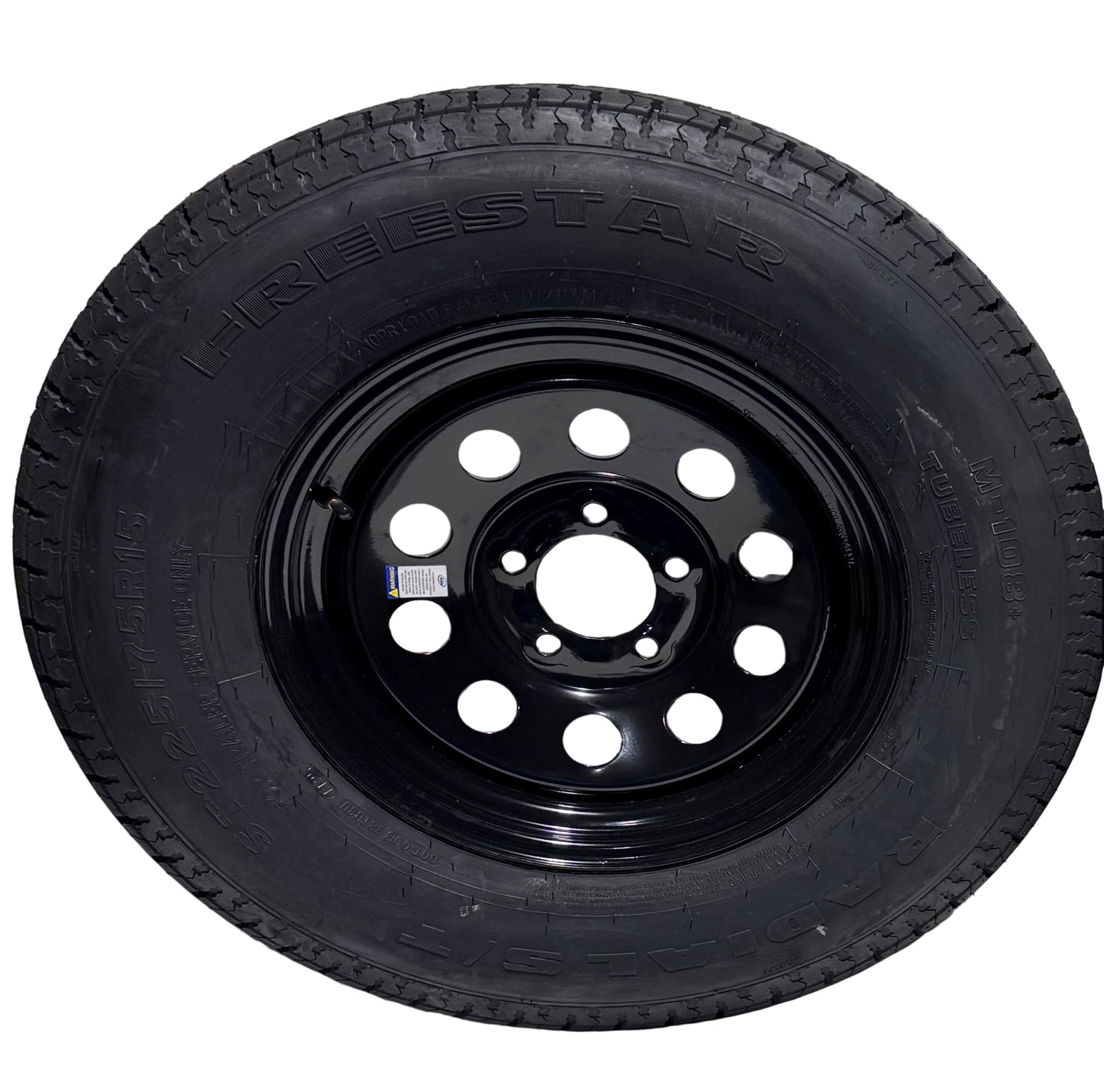 ST 225/75R15 Load Range E Freestar Radial Trailer Tire on Mod Wheel 5x4.5 Lug