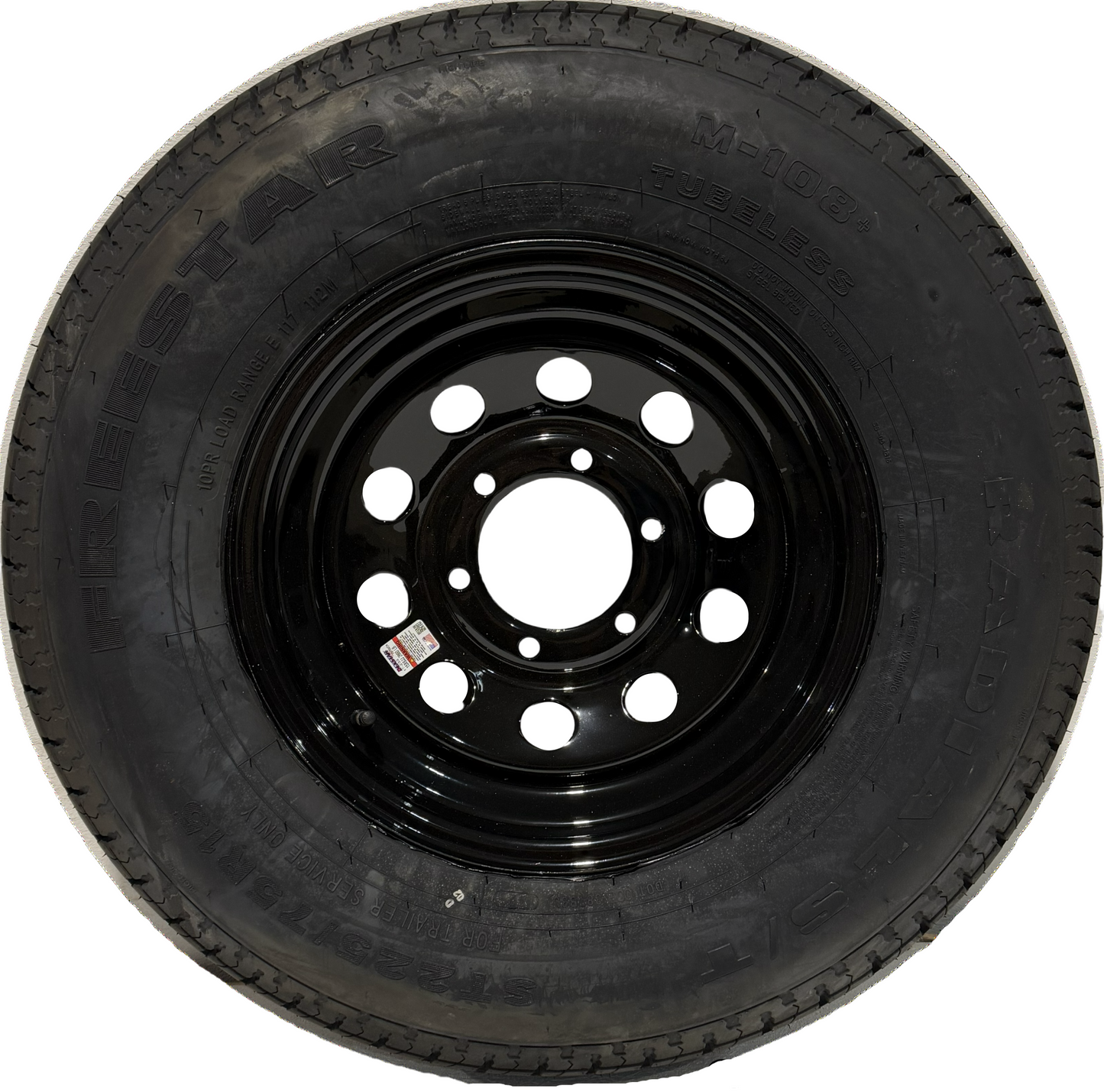 ST 225/75R15 Load Range E Freestar Radial Trailer Tire on Mod Wheel 6 x 5.5 Lug