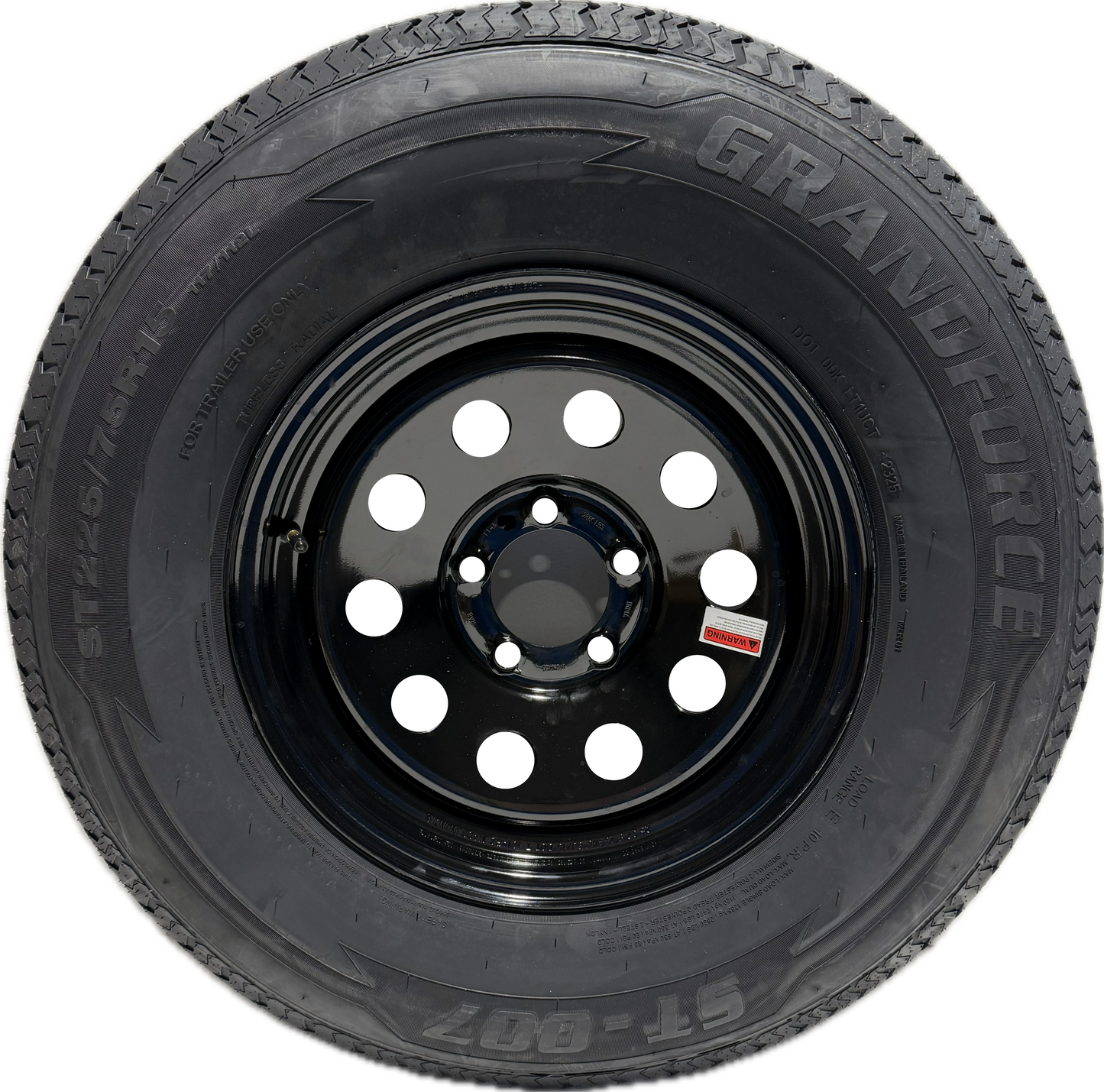 ST 225/75R15 Load Range E Grandforce Radial Trailer Tire on Mod Wheel 5x4.5 Lug