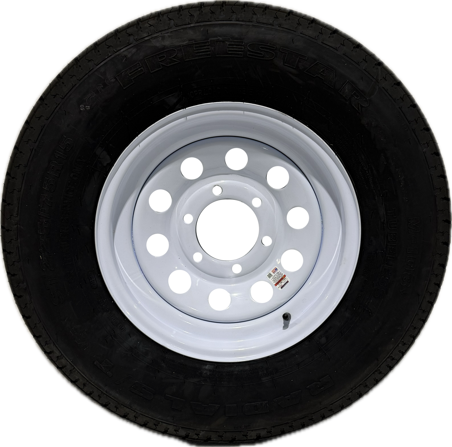 ST 225/75R15 Load Range E Freestar Radial Trailer Tire on Mod Wheel 6 x 5.5 Lug