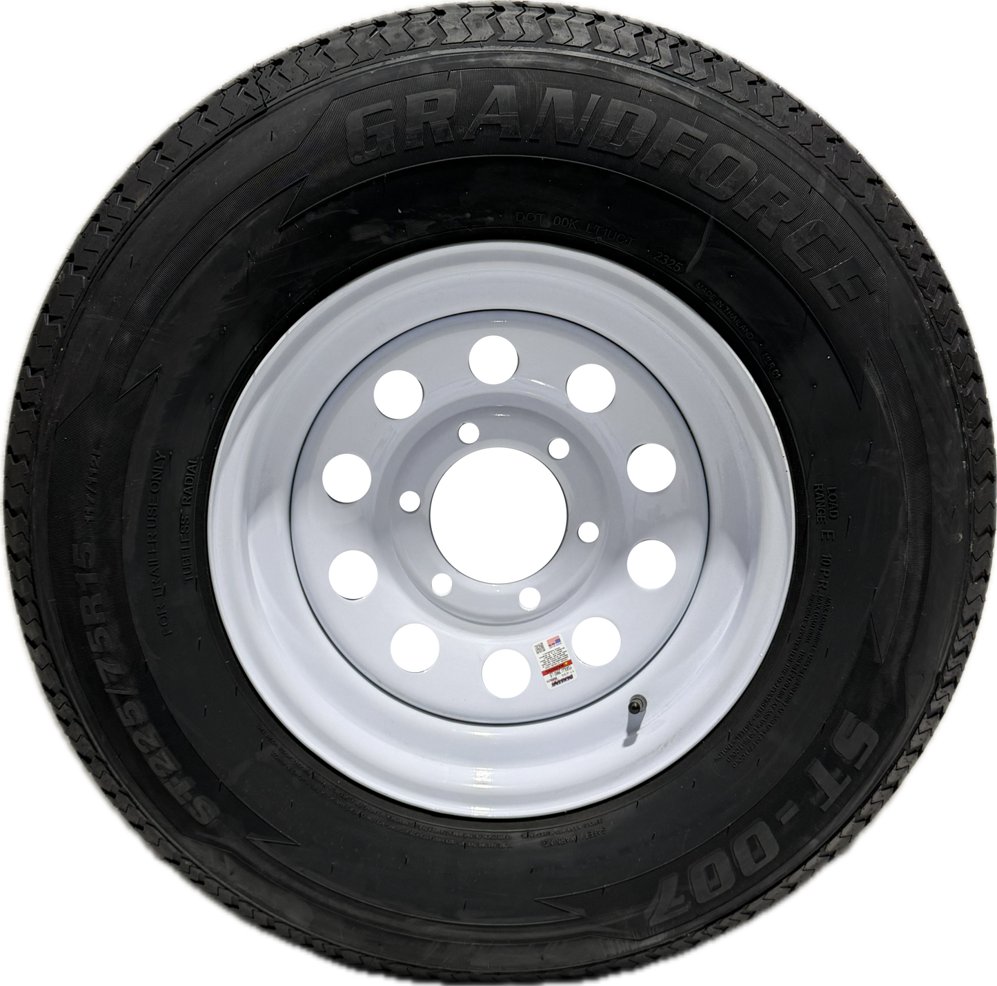 ST 225/75R15 Load Range E  Grandforce Radial Trailer Tire on Mod Wheel 6 x 5.5 Lug