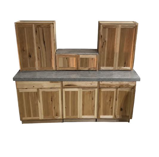 8' Wide Hardwood Kitchen Soft Close Cabinet Set
