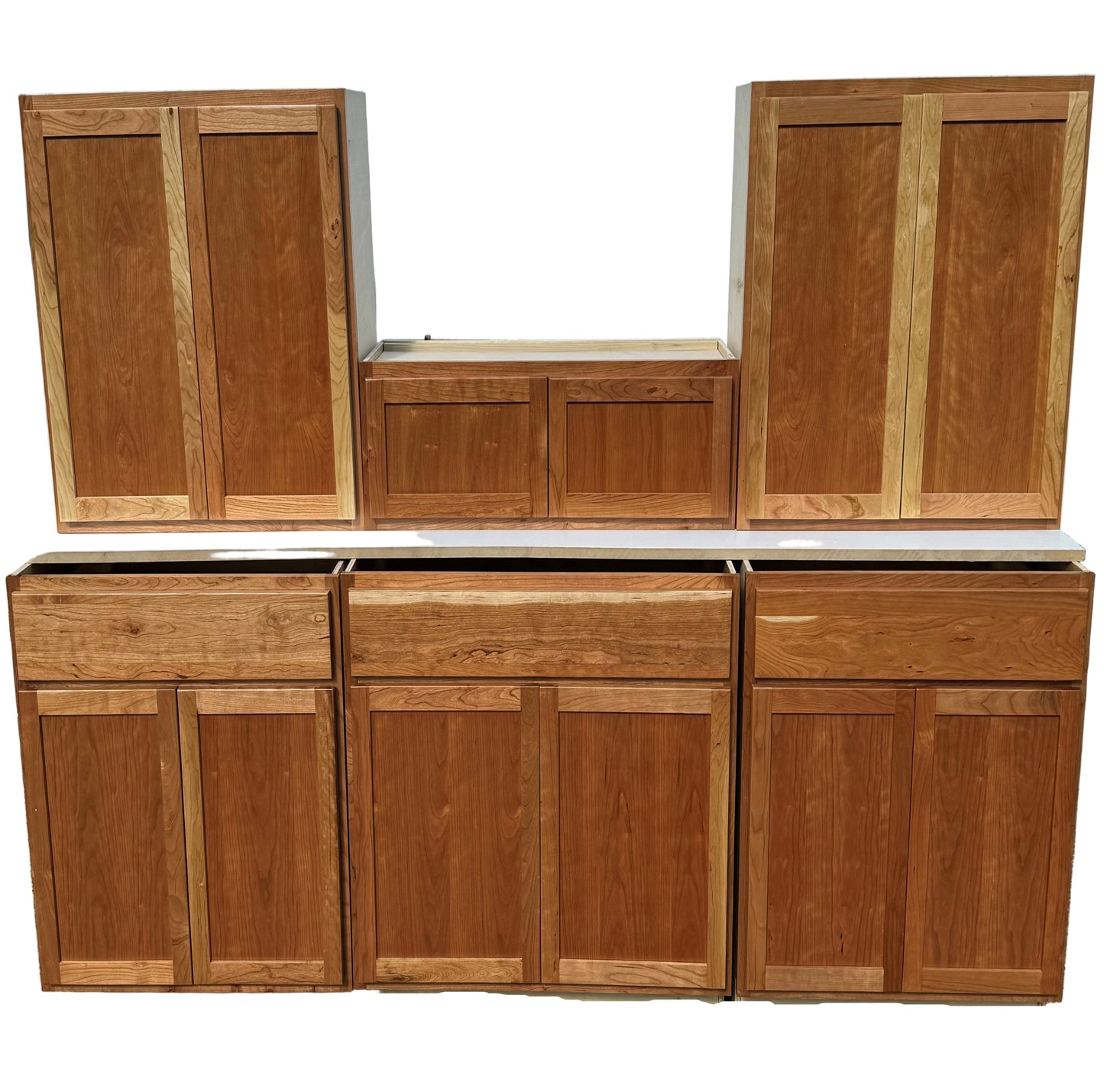 8' Wide Hardwood Kitchen Soft Close Cabinet Set