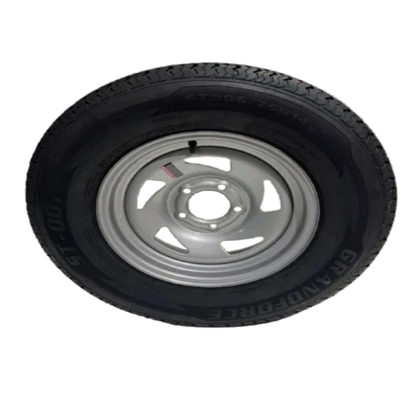 ST 205/75R14 5x4.5 Lug Load Range D Grandforce Radial Trailer Tire on On Directional Wheel