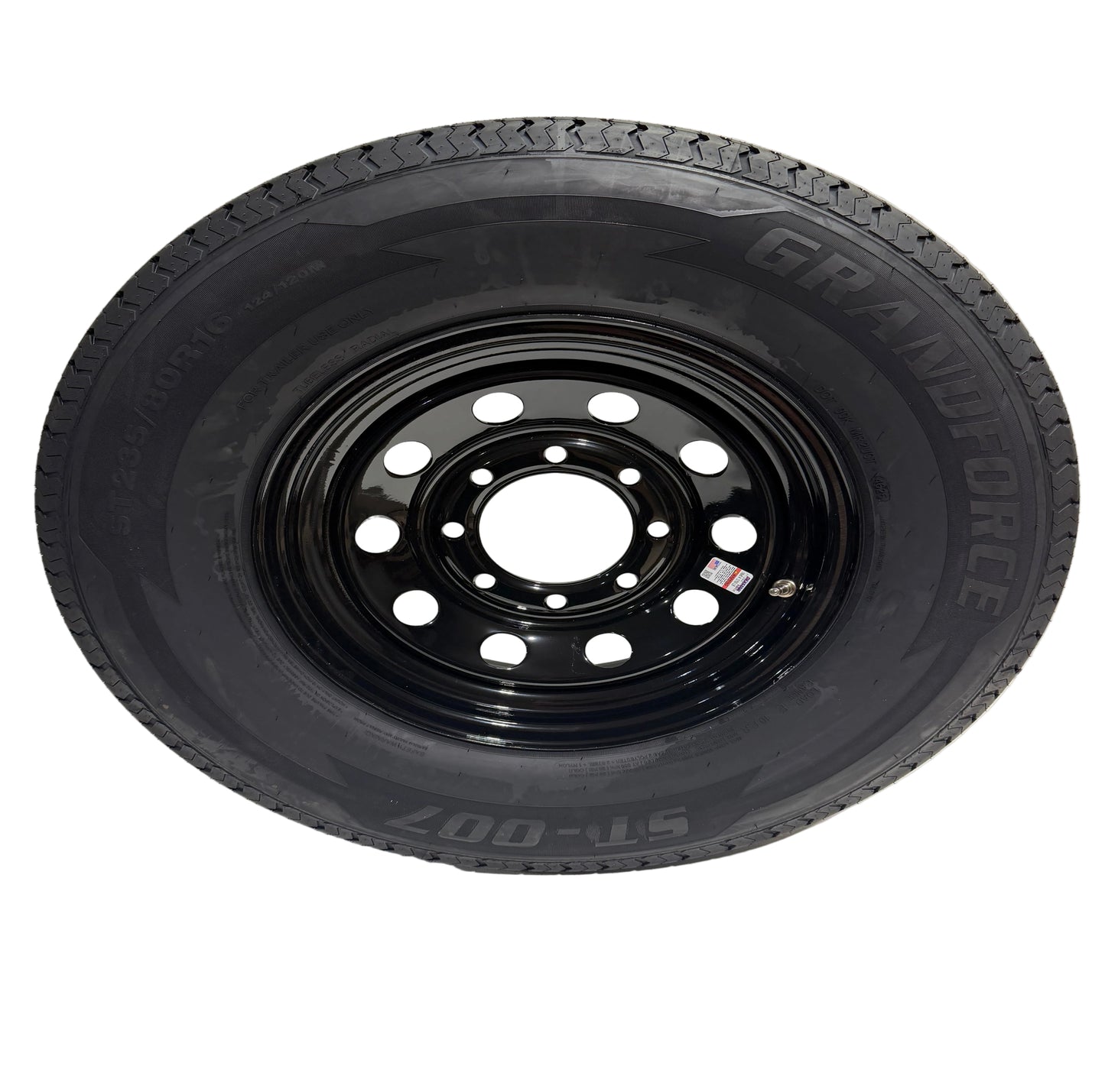 ST 235/80R16 8x6.5 Lug Load Range E  Grandforce Radial Trailer Tire on Mod Wheel