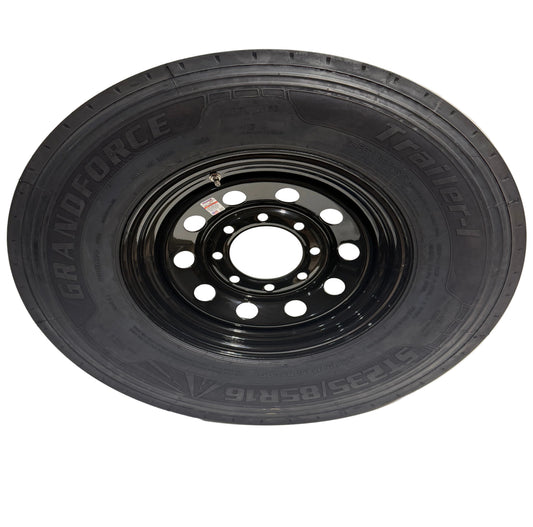 ST 235/85R16 8x6.5 Lug Load Range G  Grandforce Radial Trailer Tire on Mod Wheel